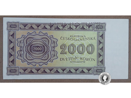 2000 Korunová poukážka - 1945 - Česko-Slovensko - SPECIMEN