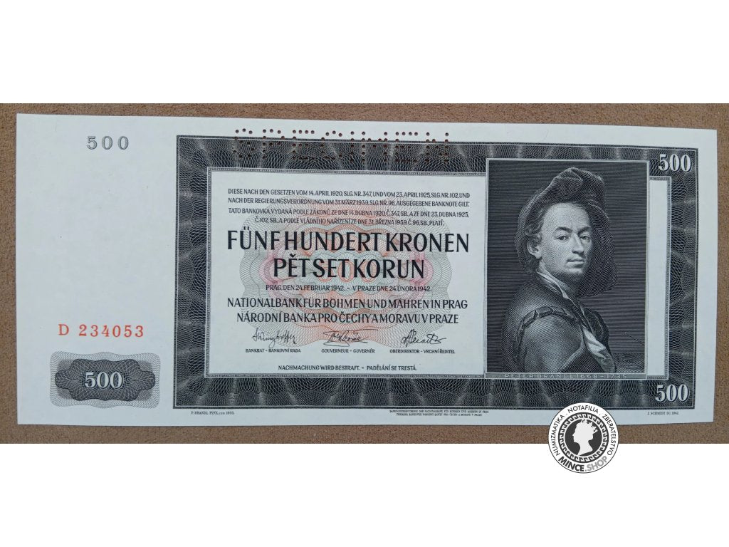 500 Korún - 1942 - Protektorát Čechy a Morava