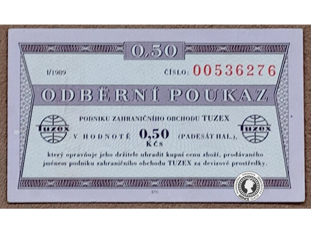 50 halierová odberná poukážka - 1989 - ČSSR