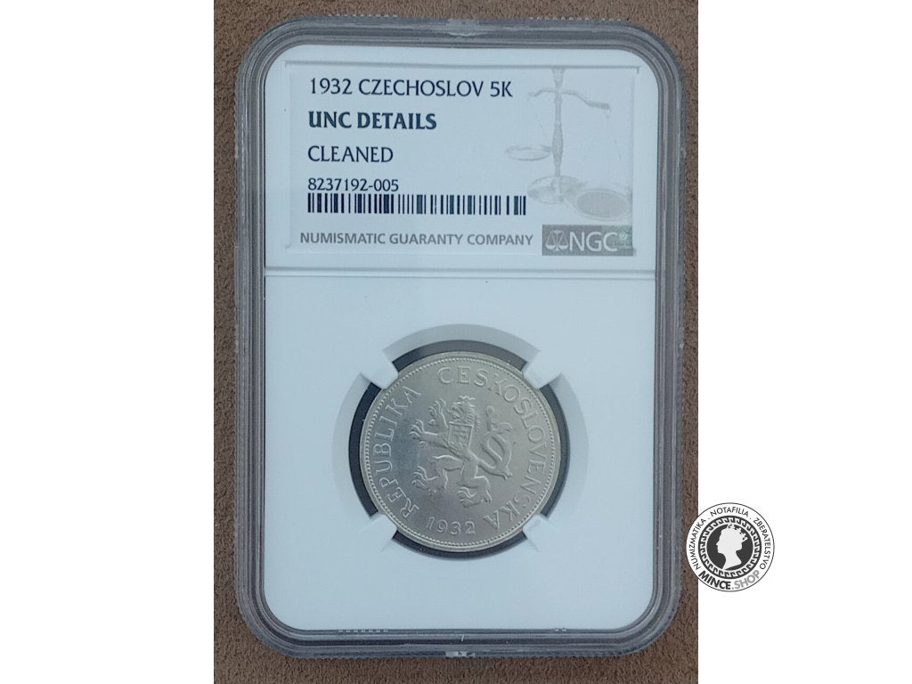 5.koruna - 1.ČSR - 1932 - UNC Details
