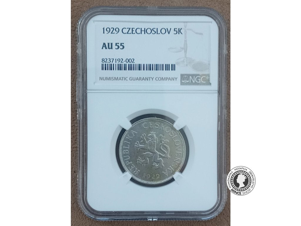 5.koruna - 1.ČSR - 1929 - kvalita AU 55