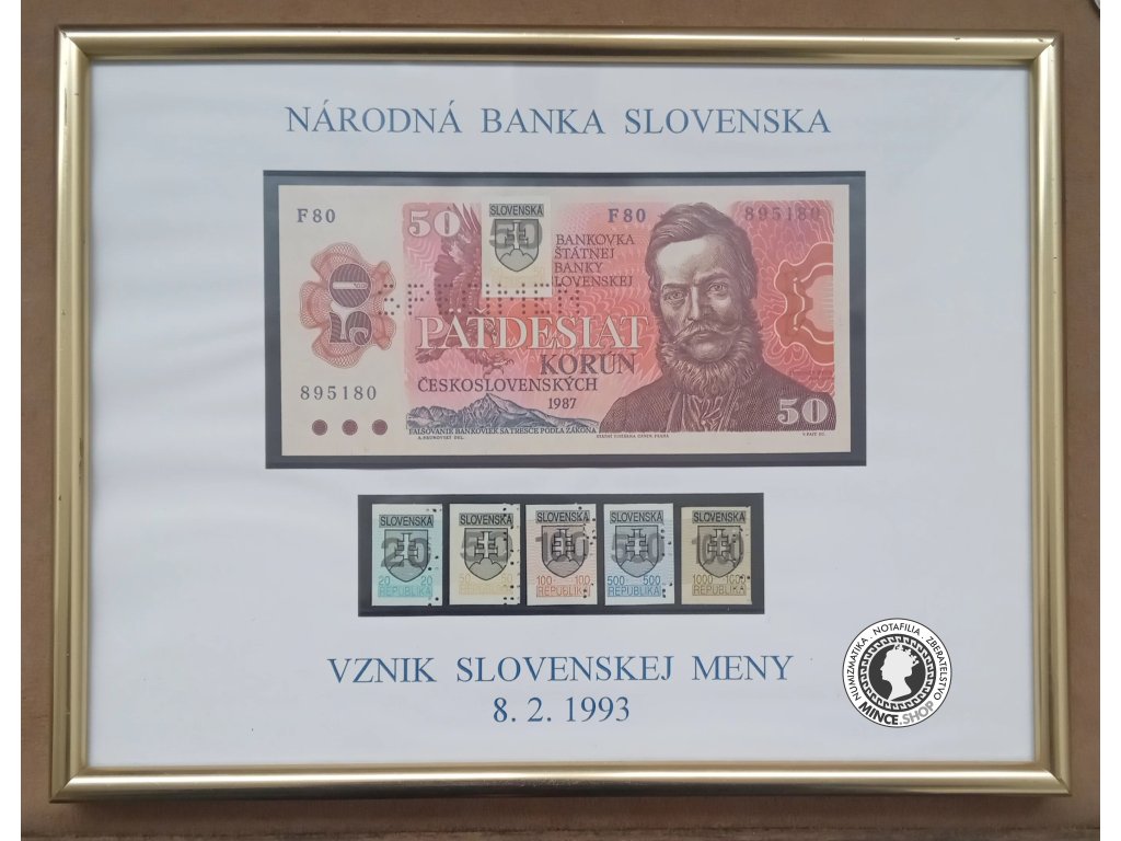 Pamätný list NBS Vznik Slovenskej Meny 8.2.1993