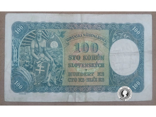 100 Korún koľkovaných - 1940 - Slovenský Štát / Česko-Slovensko