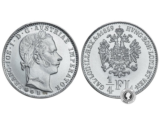Repliky zlatiek Františka Jozefa I. - 2x 1/4 gulden (1858,1859)