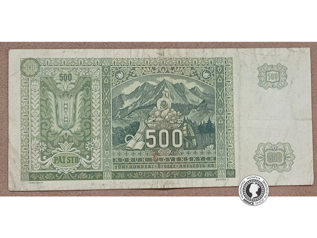 500 Korún koľkovaných - 1941 - Slovenský Štát / ČSR
