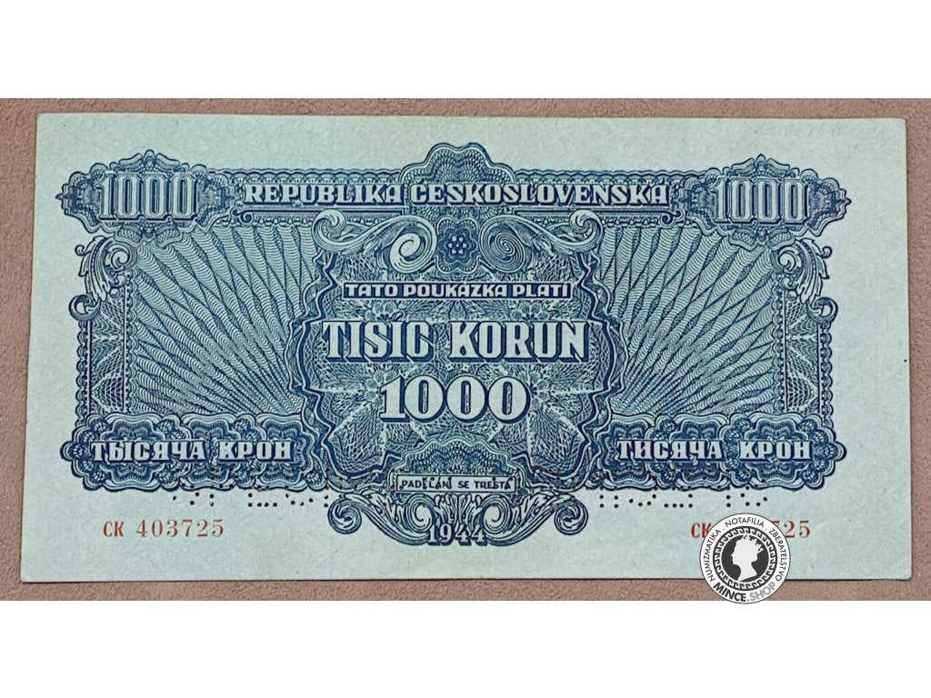 1000 Korunová poukážka - 1944 - Česko-Slovensko