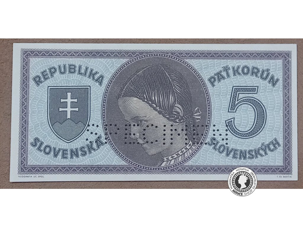 5 Korún - 1945 - Slovenský Štát - SPECIMEN