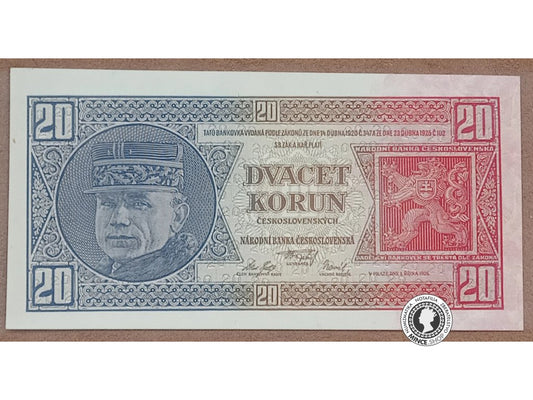 20 Korún - 1926 - 1.ČSR - UNC