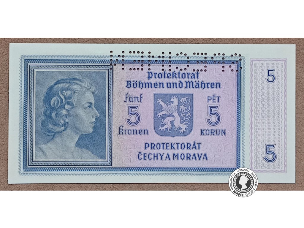 5 Korún - 1940 - Protektorát Čechy a Morava - UNC