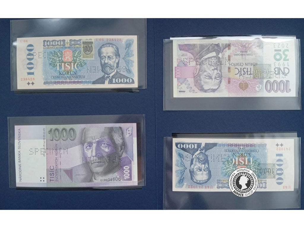 30.rokov menovej odluky - zavedenie slovenskej a českej meny 1993 - 1000.korún - sada