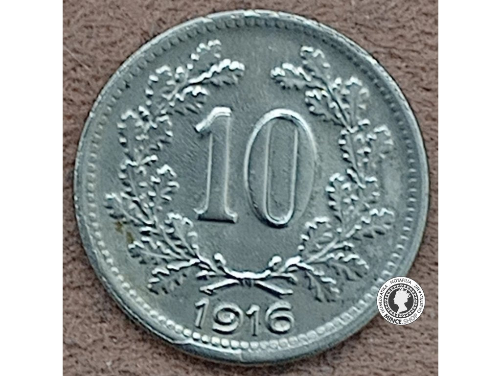 10 halier - Rakúsko-Uhorsko - 1916 - vlajka na štíte